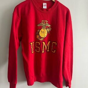Soffe Red Crewneck Sweater with USMC Insignia